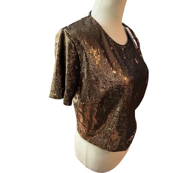 Michael Kors Women's Sequined Crewneck T-Shirt, Black/Gold, M - Picture 6 of 6